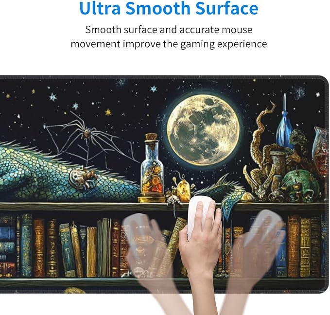 Dragon Mystical Mouse Pad 31.5 X 11.8 Inch Big Desk Rubber Base Stitched Edges Keyboard Pad XXL Mouse Mat for Home Game and Office