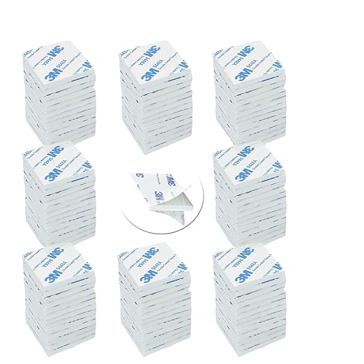 500 Pieces 3m Square Double Sided Foam Tape Strong Pads,27 x 27 Sticky pad Mounting Adhesive Tape Idea for Photo Album Walls, Hooks, Small Mirrors, Office Decor, White