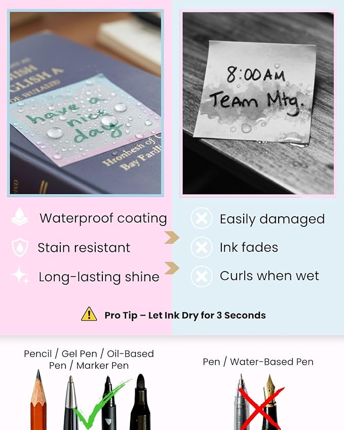 200pcs Glitter Sticky Notes, Transparent Sticky Notes with Pink Blue Iridescent Edge, Cute Self-Adhesive Memo Pads for Office, School & Home Stationery (4 pack-50pcs/1pack)
