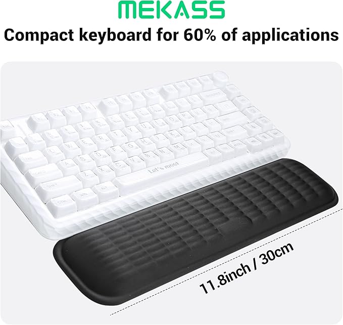 MEKASS Keyboard Wrist Rest for 60% Compact Keyboard, Ergonomic Soft Memory Foam Wrist Support with Non-Slip Silicone Base, Keyboard Pad Relieve Wrist Pain from Laptop, Computer, Typing (Pink)