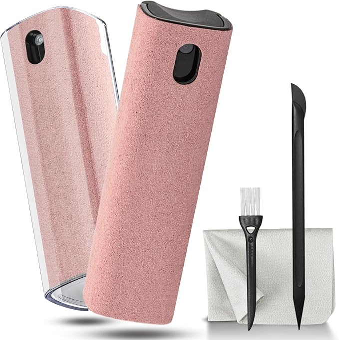 WALRFID 2 Pack Screen Cleaner Spray and Wipe, Computer Laptop Cleaning Kit for Electronic iPad, iPhone, Cellphone, Monitor, MacBook Pro, Car Display, Tablet, TV Flat Screens, Pink