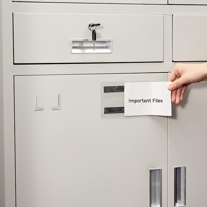 Ctosree 50 Pcs Magnetic Sign Holder Pallet Rack 5.5 x 3.5 Inches Magnetic Label Holder Clear Double Sided Window Display Frame Easy Front Opening for Window Door Office Schedule Store Home