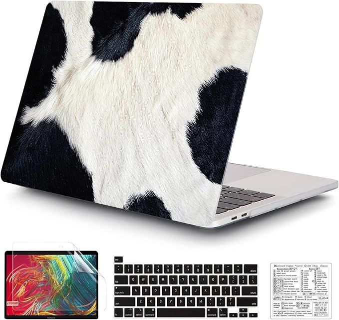 Compatible with MacBook Pro 13 Inch Case M2/M1 2025 2022-2017 A2338 A2289 A2251 A2159 A1989 A1706 A1708 Plastic Hard Shell Case&Keyboard Skin&Mac OS Keyboard Sticker (Cow Hair)