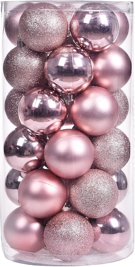 30ct Christmas Ball Ornaments, 3.15" Shatterproof Halloween Tree Decorations, Perfect Hanging Ball for Indoor/Outdoor Holiday Party Decor (Pink)