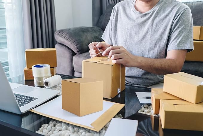 Eupako 4x4x4" Cardboard Box Mailers 25 Pack Brown Cube Corrugated Small Shipping Boxes for Mailing