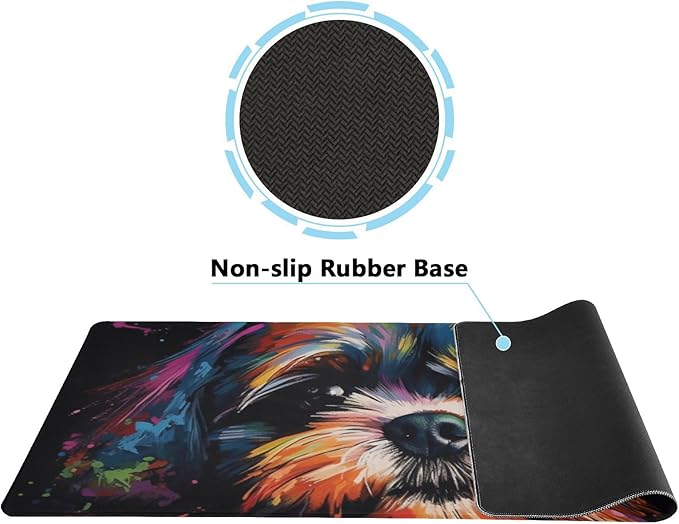 Rainbow Shih Tzu Mouse Mat - XL Gaming Mouse Pad with Non-Slip Rubber Base for Home and Office Use