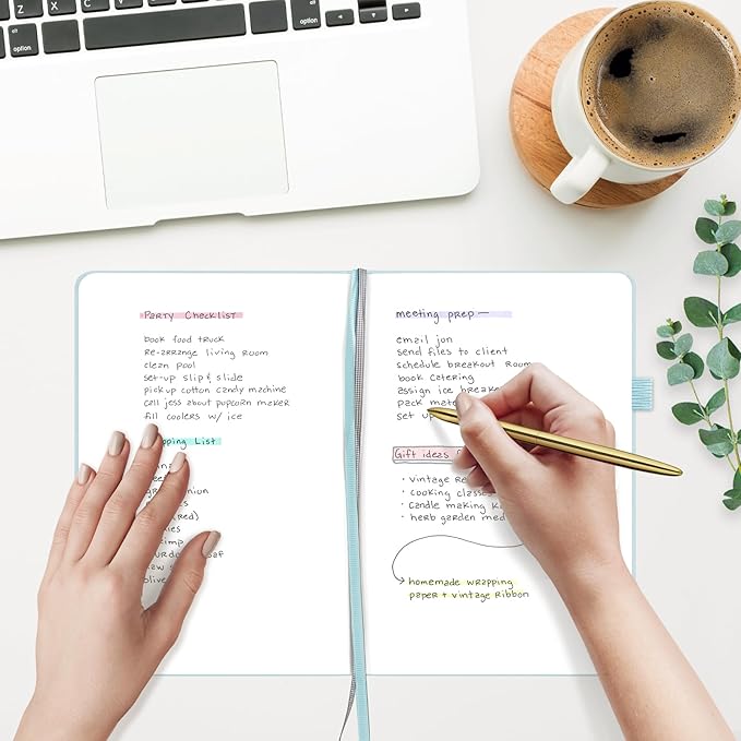 &And Per Se Blank Journal Notebook, 160 Pages, 5.7 x 8 inches College Ruled Thick Paper Notebook Journals for Writing, Hardcover Notebook(1 Pack, cyan)