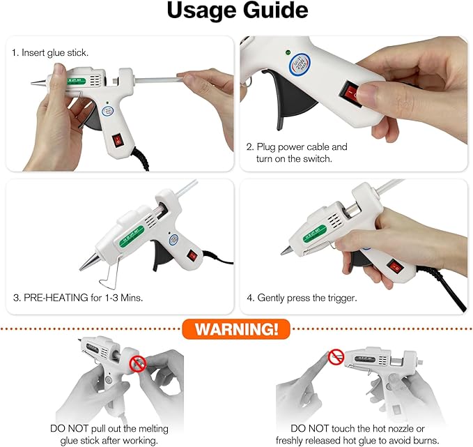 Mini Hot Glue Gun Kit with 30 Glue Sticks - Fast Preheating Hot Melt Gun, High Temp for School Crafts DIY Arts and Quick Home Repairs(White)