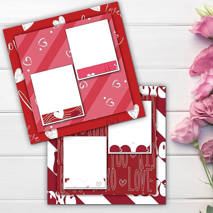 48Pcs Heart Pink Scrapbook Paper Pad, 12x12 Inch Colorful Love Decorative Craft Paper for Junk Journal Supplies, DIY Cards, and Photo Albums, Aesthetic Craft Supplies for Kids and Adults