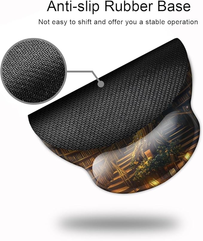 Ergonomic Mouse Pad with Wrist Support,Mouse Pad with Wrist Rest,Relieve Wrist Pain Mousepad Non-Slip Rubber Base,Mouse Pads for Desk,Computers,Laptop,Office,Home,Accessories Library Tree