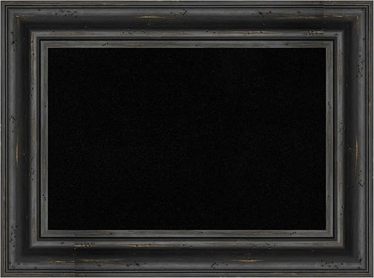 Amanti Art Black Cork Board for Wall, 17x23 Vision Board with Black Wood Frame, Small Corkboard Office Decor for Home Organization, Country Rustic Corkboard Pinboard to Display Items for Home