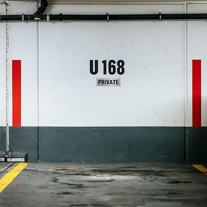 Private Sign Aluminum Silver 9 x 3 Inches Self-Adhesive Waterproof Metal Door Wall Sign for Business Offices 4 Pack