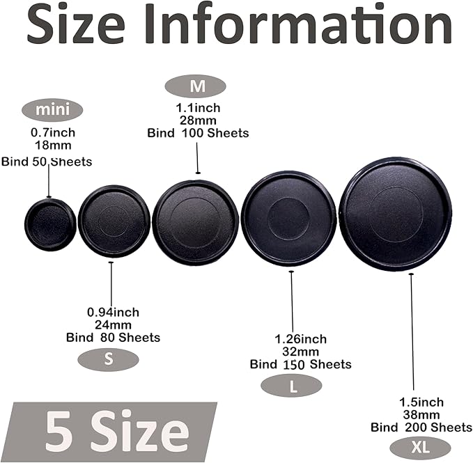 100pcs Discbound Notebook Discs DIY Planner Accessories fits for Tul,Levenger,Arc,Happy Planner,Talia(Black,0.7inch/18mm)