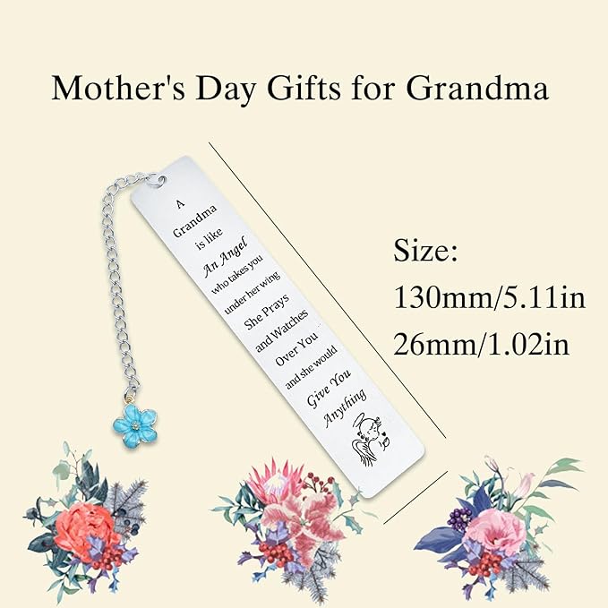 Grandma Gifts Bookmark for Grandma Valentine Mother's Day Gift Christmas Bookmark for Grandmother from Grandaughter Grandson Birthday Gifts for Bookish Book Lover Nana Grammy