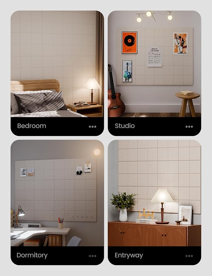 Large Felt Bulletin Board 48" x 36" Cork Board Alternative-12 Pack with 70 Safe Removable Adhesive Tabs, Cork Boards for Walls for Home Office Classroom Pin Board-Oatmeal