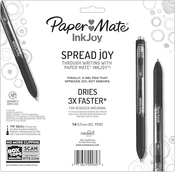 Paper Mate InkJoy Gel Pens, Green Ink, Medium Point (0.7mm), 10 Count, Bundle with Plastic Reusable Pouch