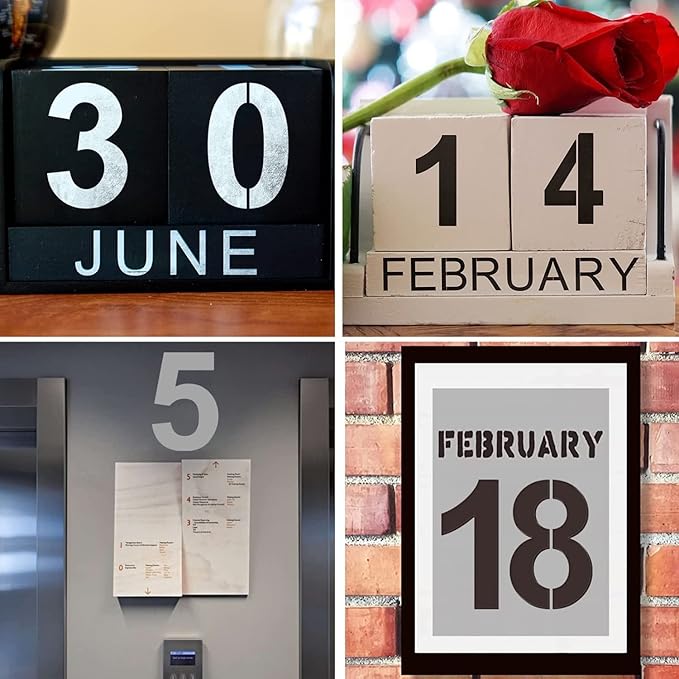 9 Inch Reusable Plastic Number Stencils - Digital Painting Templates for Cake Stencil Address Painting