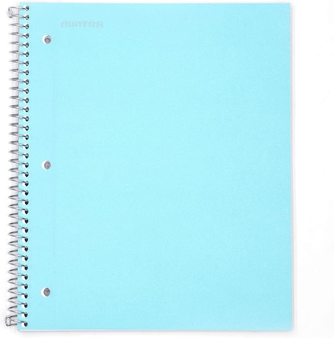 Mintra Office Durable Spiral Notebooks, 1 Subject, (Teal, College Ruled 3 Pack) - 100 Sheets, Poly Pocket, Moisture Resistant Cover, Strong Chipboard back, For School, Office, Business