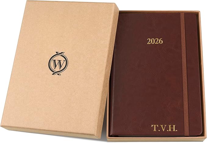 Wykeham's Executive 2026 Daily Journal Planner – US Public Holidays & Format – Customization Available (Personalized Conker, 8.5"×5.5")