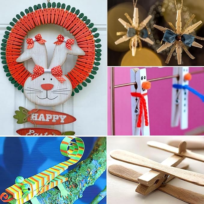 Clothes Pins Wooden, 46 Pack, 3.55 Inch, Natural Wood,Rust Resistant Clothespins, Heavy Duty Clothes Pins for Laundry,Clothes Pins for Craft, Wooden Clips for Pictures