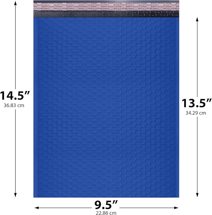 Royal Blue Large Poly Bubble Mailers 9.5x14.5 inch #4 | Self Seal Padded Envelopes Cushioned Bubble Mailer | Usable Size 9.5x13.5 | WaterProof | Lightweight mailing Shipping Bags | 200 Pack Bulk