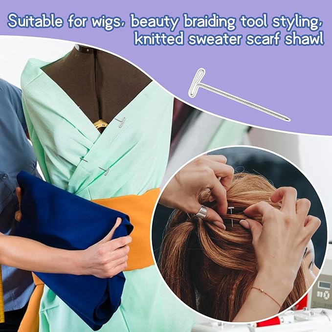120 Pcs 1.5Inch T Shape Sewing Pins for Wigs, Wig Pins with Clear Box, Wig Pins for Foam Head, Long Straight Pins for Sewing, Blocking Knitting, Office, Craft, and Crocheting（38mm