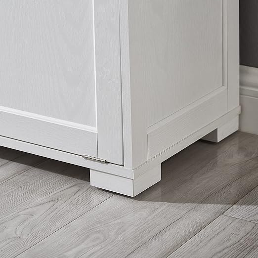 OLD CAPTAIN Double Tilt Out Trash Cabinet, Wooden Kitchen Garbage Can Free Standing Holder (White)…