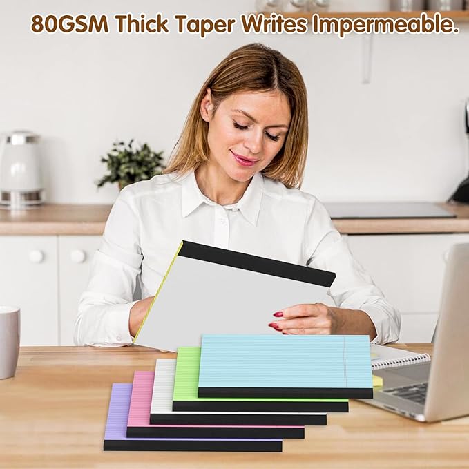 11" x 9.5" Legal Pads College Ruled Notepad 2 Pack White & Yellow Colored Note Pads 30 Sheets Lined Paper Pads 80 GSM Legal Pad 9/32 Inch Writing Pads with Sturdy Back for School, Office, Home