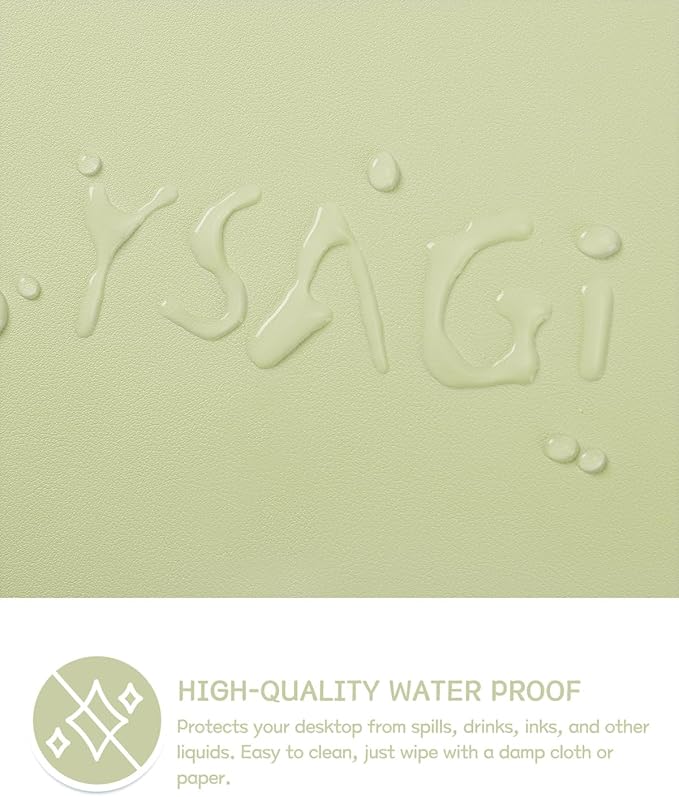 YSAGi Non-Slip Leather Desk Pad, Waterproof Laptop Computer Desk Keyboard Mat, Table Protector Blotter Mat, Large Mouse Pad for Office/Work/Home/Decor(Matcha Green, 23.6" x 13.7")