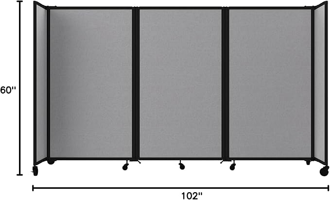 Versare Room Divider 360 Portable Wall Partition | Folding Panels | Large Freestanding Divider | Locking Wheels | Temporary Room Separator