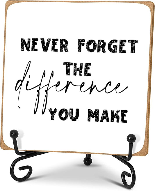 Wooden Inspirational Sign, 4" x 4" x 0.2", Black, Rustic Cottage Style, Tabletop, MDF Material for Coworker, Colleague, Boss, Leader, Friend