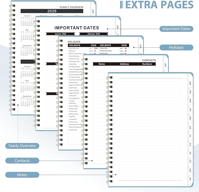 2026 Planner, Weekly and Monthly Calendar Academic Planner, Jan 2026 - Dec 2026, Planning Agenda Book for Desk Accessories and School Supplies - Letter Size (8.5'' x 11'')