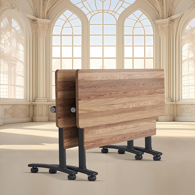 Conference Room Table with Flip-Top Design for Dynamic Meetings, Business Table Computer Desk with Heavy-Duty Frame,Foldable Seminar Meeting Tables for Home Office (2, C, 55.1IN)