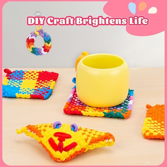 PREBOX Potholder Weaving Loom Kit for Kids and Beginners, Knitting Crafts for Girls Ages 6-12 Year Old, 7" Pot Holder Loom with 224 Loops, Great Christmas & Birthday Gifts