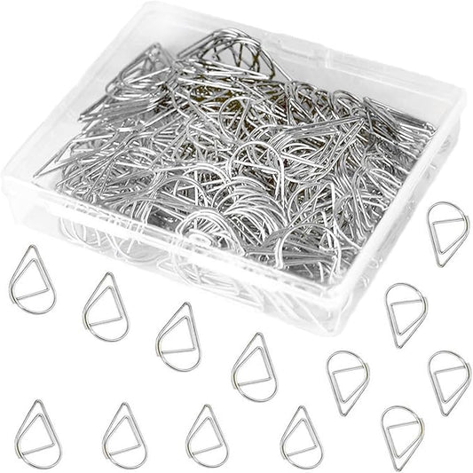 150 Pcs Small Silver Paper Clips Cute Paperclips Decorative Waterdrop Clips Basic Office Supplies for Photo Wedding Invitations