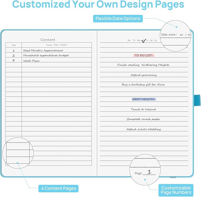 Lined Journal Notebooks for Work, Travel, College, A5 Size 100 GSM Thick Paper, Classic Ruled Journaling Notebook, Hardcover Notepad for Writing 160 Pages, 5.5 x 8.3 inch, Sky Blue