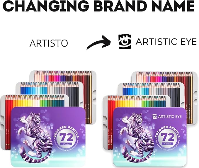 ARTISTIC EYE Premium Colored Pencils | Set of 72, Quality 3.8mm Soft Core Leads, Rich & Vibrant Colors, Blendable, Perfect for Beginner & Advanced Artists
