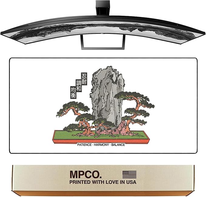 MPCO. OZGMX Large Gaming Desk Pad - 36" x 17" Aeroglyde Fabric Bonsai Desk Mats - Non-Slip, Washable, Smooth Glide for Precision Gaming & Work