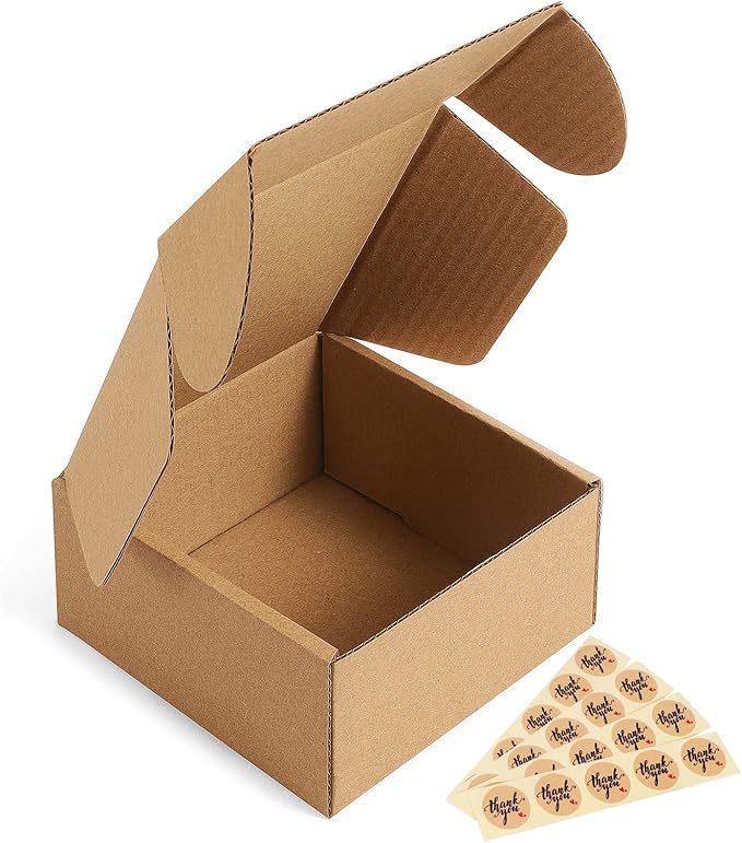 Eupako Small Shipping Boxes 4x4x2 Inches - 50 Pack Brown Corrugated Cardboard boxes for Packaging Small Business, Mailer Box