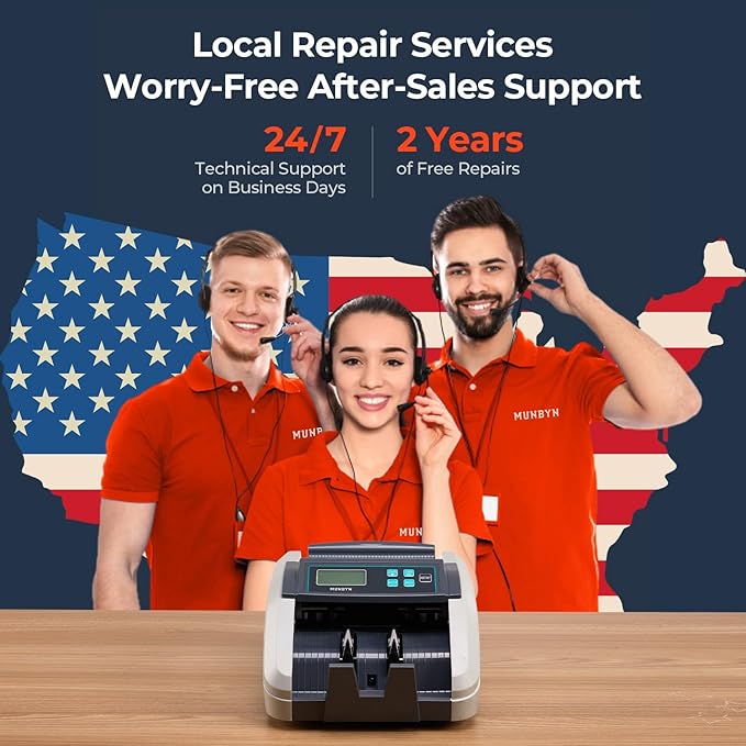 MUNBYN IMC51 Money Counter Machine Count Value, Add+Batch/Add+ Value Mode Bill Counter, UV/MG/IR/MT Detection, USD only Cash Counter,1100 Bills/min, Money Counting Machine with LCD Display (Gray)