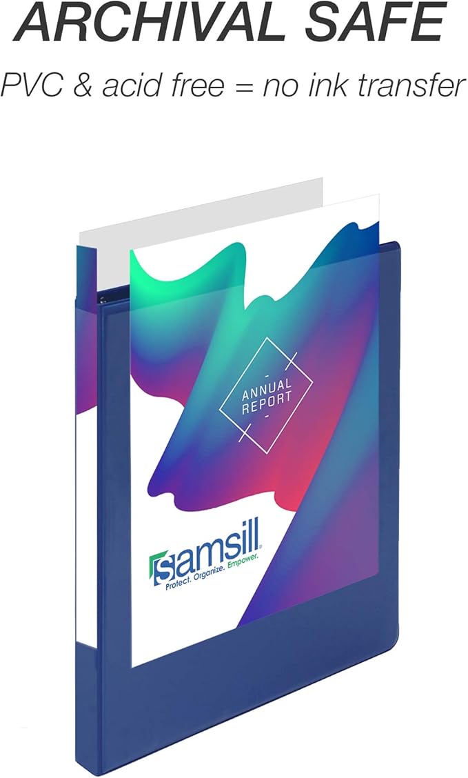 Samsill 0.5 Inch 3 Ring Binders, Made in USA, Economy Round Ring, Clear View Cover, 100 Sheet Capacity - for School, Home, Office - Blue, 12 Pack