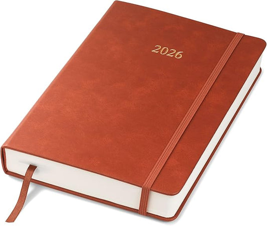 Wykeham's Executive 2026 Daily Journal Planner – US Public Holidays & Format – Customization Available (Brown, 8.5"×5.5")
