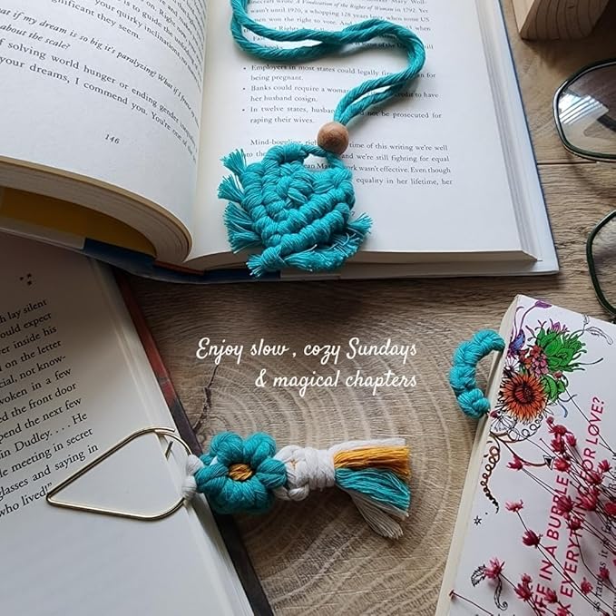 Set of 3 Whimsical Bookmark | Book tabs Classroom Must Haves Crochet Flower Bookmark Paper Clips Bullet Journal Tassels for Bookmarks Cute Things Teacher Must Haves