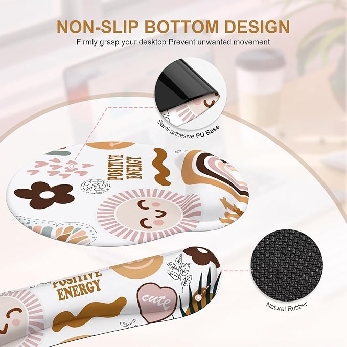 iCasso Desk Mat, Gaming Mouse Pad Wrist Support Set,4in1 XXL Large Mousepad + Keyboard Wrist Rest+Mouse Wrist Rest+Coaster Set with Ergonomic Design for Home Office Table Computer-Sticker