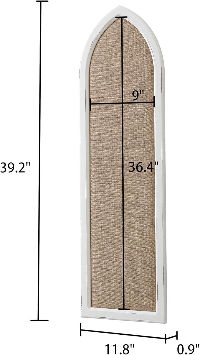 SOFE Arched Long Framed Bulletin Board for Wall, 39 × 12 Inches Fabric Pin Board, Decorative Rustic Dream Boards/Vision Boards, Message Picture Display Board/Wall Decor for Office Home