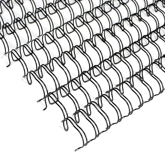 Rayson WR21254BK Wire Binding Spines, 2:1 Pitch Double Loop Binding Wires 1 Inch, 21-Loop Wire Ring Pack of 50 with Black