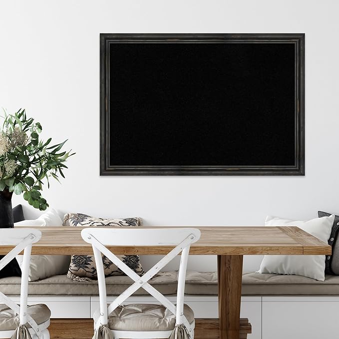 Amanti Art Black Cork Board for Wall, 27x39 Vision Board with Black Wood Frame, Large Corkboard Office Decor for Home Organization, Country Rustic Corkboard Pinboard to Display Items for Home