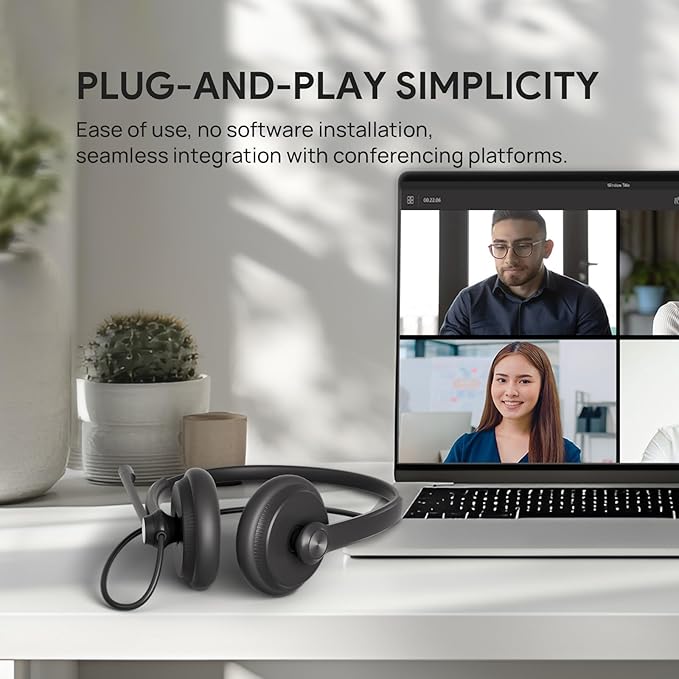Yealink UH34 Wired Headset, Single Ear USB Headset with Noise Cancelling Mic, Teams Certified, Mono Headset for PC Laptop VoIP Phone, All Day Comfort Design, Mute Button, Busylight