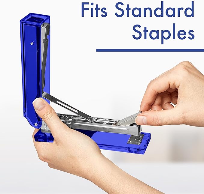 OfficeGoods Acrylic Stapler – Aesthetic & Durable Blue Desk Staple for Modern Office – Stylish & Compact Office Supplies for Women & Men