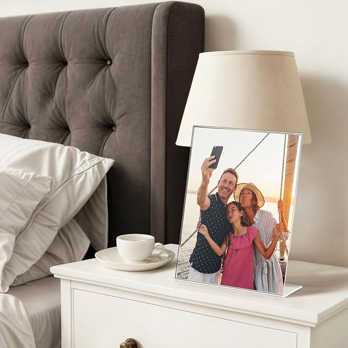 3 Pack Acrylic Sign Holder 8.5x11 Inches, Clear Display Holder, L-Shape Vertical Menu Holder Stand, Flyer Display Stand, Table Paper Holder, Plastic Sign Display Stand for Restaurants, Store, Office